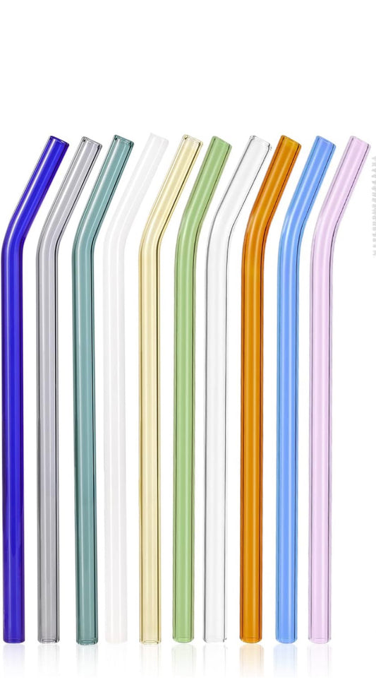 BENT COLORFUL GLASS STRAWS